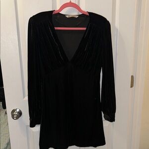 Zara Black Velvet V-Neck Dress